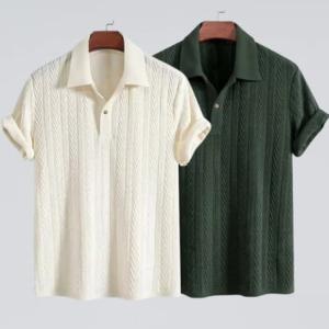 Luxury Old Money Polo  (Green & Off white )