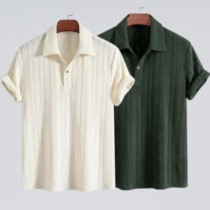 Luxury Old Money Polo  (Green & Off white )
